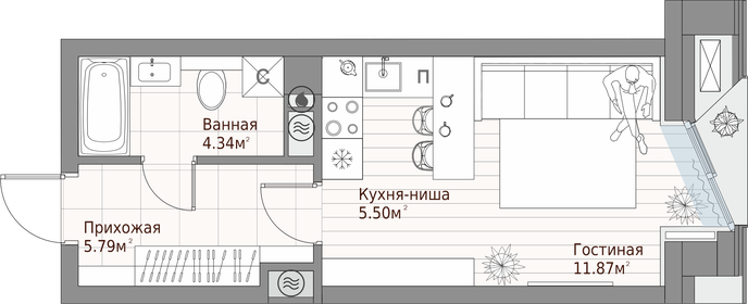 12 м², квартира-студия 2 250 000 ₽ - изображение 72