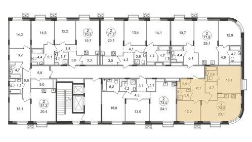 Квартира 74,2 м², 2-комнатная - изображение 2
