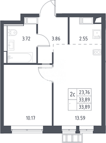 Квартира 33,9 м², 2-комнатная - изображение 1