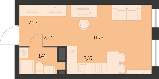 27,7 м², квартира-студия 4 068 000 ₽ - изображение 6