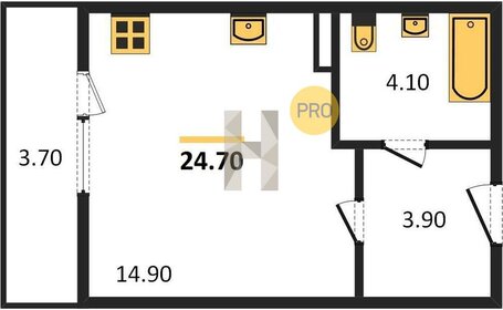 Квартира 24,7 м², студия - изображение 1