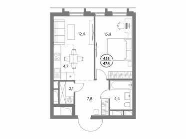 Квартира 47,4 м², 1-комнатная - изображение 1