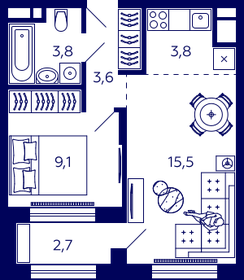 33,8 м², 1-комнатная квартира 4 150 000 ₽ - изображение 77