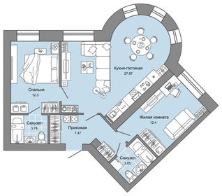 65 м², 3-комнатная квартира 6 515 290 ₽ - изображение 28