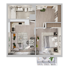 Квартира 48 м², 1-комнатная - изображение 3