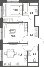 Квартира 53,1 м², 2-комнатная - изображение 1