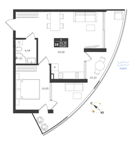 Квартира 63,6 м², 2-комнатные - изображение 1