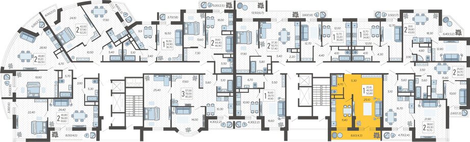 50,8 м², 1-комнатная квартира 6 766 560 ₽ - изображение 17