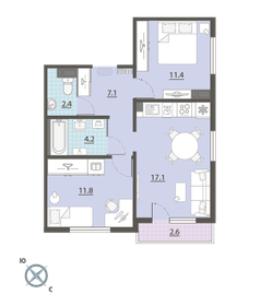 Квартира 55,4 м², 2-комнатная - изображение 1