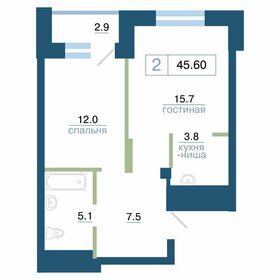 Квартира 45,9 м², 2-комнатная - изображение 1
