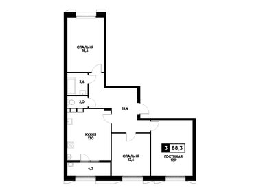 Квартира 88,3 м², 3-комнатная - изображение 1