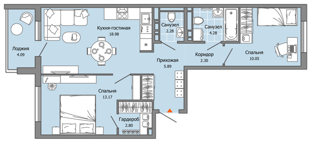 65,5 м², 3-комнатная квартира 5 400 000 ₽ - изображение 41