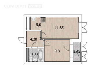 Квартира 35,9 м², 2-комнатная - изображение 1