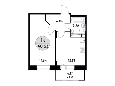 Квартира 40,6 м², 1-комнатная - изображение 1