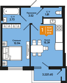 Квартира 37,1 м², 1-комнатная - изображение 1