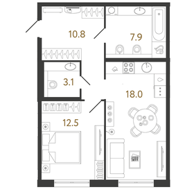 Квартира 52,3 м², 1-комнатная - изображение 1