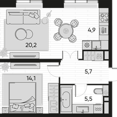 Квартира 50,4 м², 2-комнатная - изображение 2