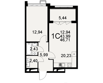 46,4 м², 1-комнатная квартира 7 300 000 ₽ - изображение 29