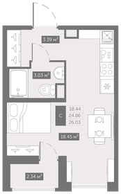 Квартира 26 м², студия - изображение 1