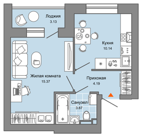 38,5 м², 1-комнатная квартира 4 954 950 ₽ - изображение 48