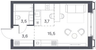 Квартира 26,3 м², студия - изображение 1