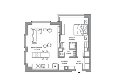 Квартира 64,4 м², 2-комнатные - изображение 1