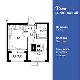 Квартира 32,7 м², 1-комнатная - изображение 1