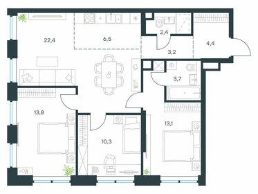 Квартира 79,8 м², 4-комнатная - изображение 1