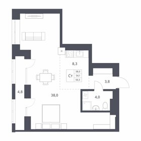 Квартира 54,1 м², студия - изображение 1