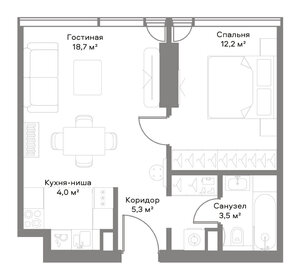 Квартира 43,7 м², 1-комнатная - изображение 2