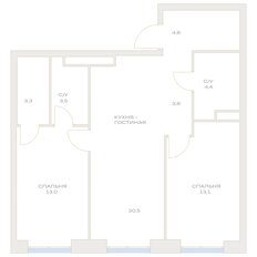 Квартира 66,5 м², 2-комнатная - изображение 2