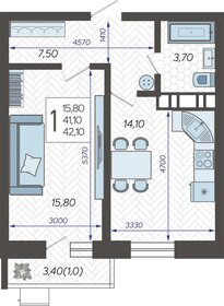 57 м², 1-комнатная квартира 7 500 000 ₽ - изображение 110