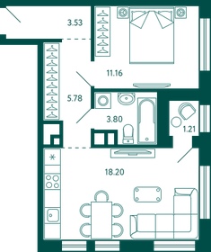 43,1 м², 1-комнатная квартира 8 948 104 ₽ - изображение 5