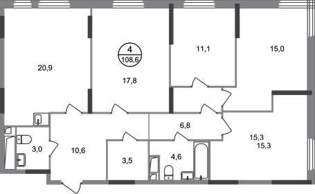 Квартира 108,6 м², 4-комнатная - изображение 1