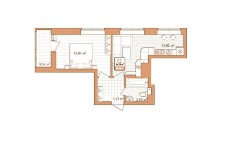 40,3 м², 1-комнатная квартира 4 800 000 ₽ - изображение 54