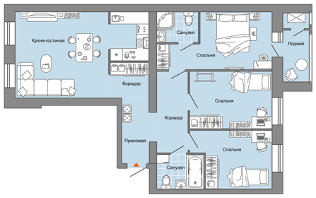 Квартира 88 м², 4-комнатная - изображение 1