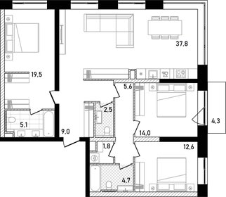 111,8 м², 3-комнатные апартаменты 78 000 000 ₽ - изображение 1