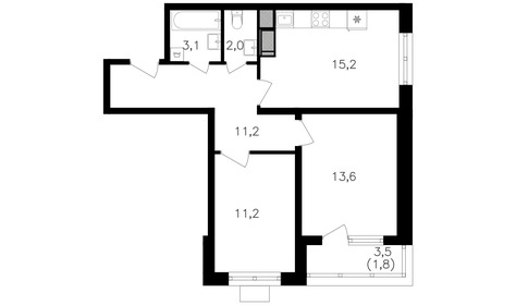 Квартира 59,4 м², 2-комнатная - изображение 1