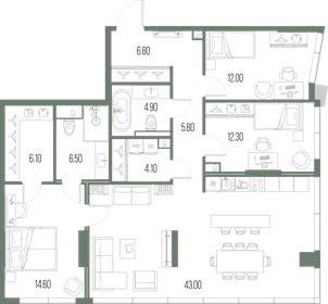 129 м², 4-комнатная квартира 59 990 000 ₽ - изображение 95