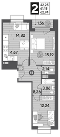 62,5 м², 2-комнатная квартира 9 117 700 ₽ - изображение 18