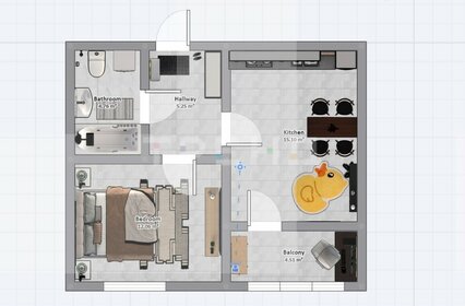 Квартира 37 м², 1-комнатная - изображение 2