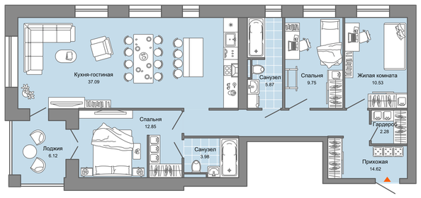 91,7 м², 3-комнатная квартира 11 000 000 ₽ - изображение 65