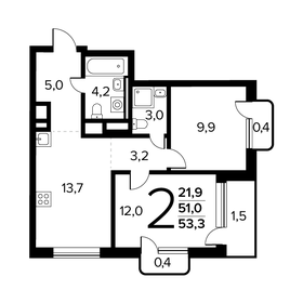 54,5 м², 2-комнатная квартира 12 300 000 ₽ - изображение 74