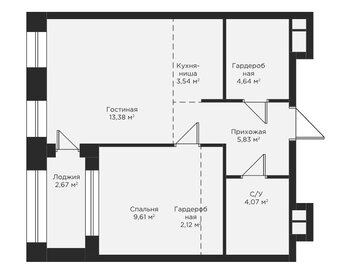 Квартира 45 м², 2-комнатная - изображение 1