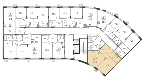 Квартира 53,7 м², 1-комнатная - изображение 2