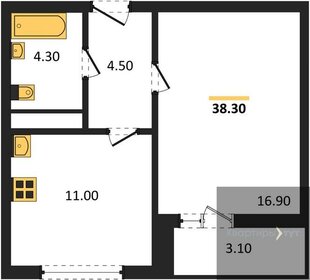 38,3 м², 1-комнатная квартира 3 717 350 ₽ - изображение 7