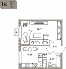 Квартира 37,4 м², 1-комнатная - изображение 1