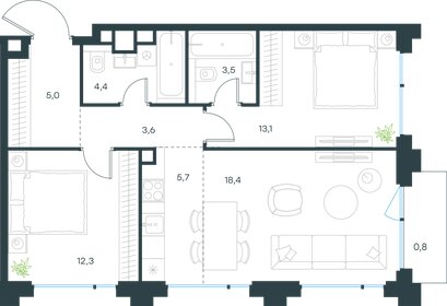 70 м², 3-комнатные апартаменты 30 900 000 ₽ - изображение 58