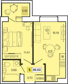 Квартира 36 м², 1-комнатная - изображение 1