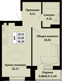 Квартира 36,4 м², 1-комнатная - изображение 1